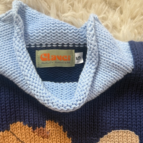 Kids' Baseball Themed Sweater - Navy and Light Blue - Picture 2 of 2
